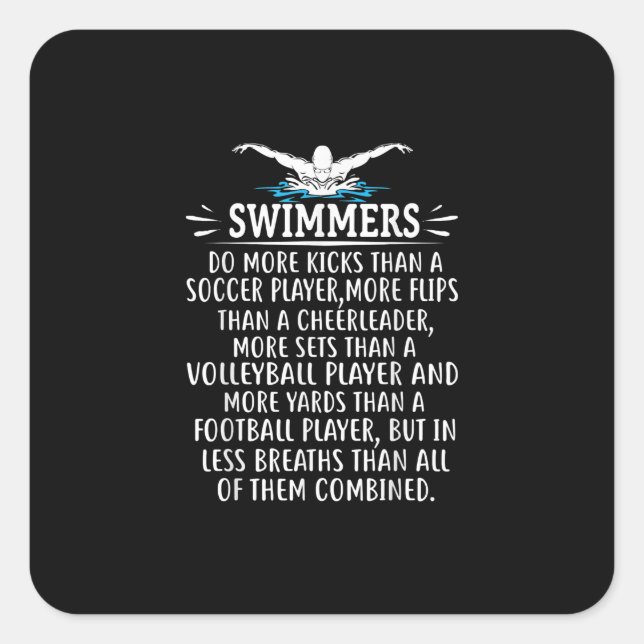 Pegatina Cuadrada Fuertes Regalos De Natación En Bañera Para Hombres (Anverso)