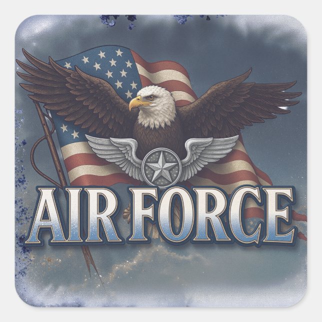 Pegatina Cuadrada Fuerza Aérea (USAF) (Anverso)