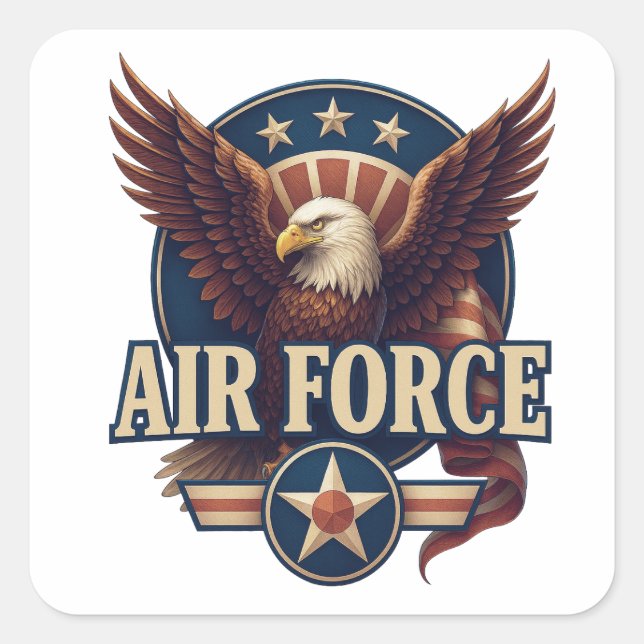 Pegatina Cuadrada Fuerza Aérea (USAF) (Anverso)