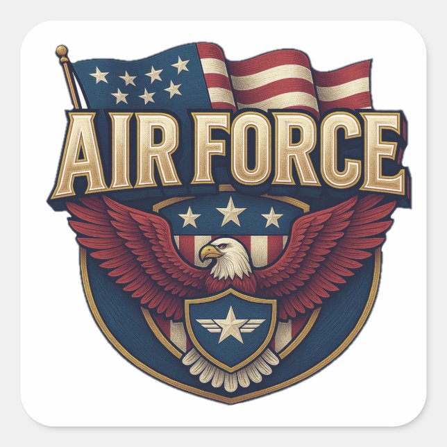Pegatina Cuadrada Fuerza Aérea (USAF) (Anverso)