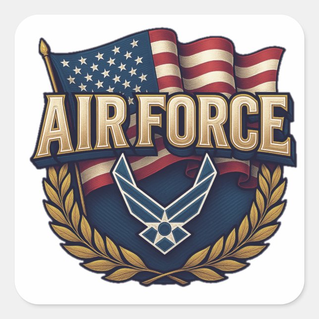 Pegatina Cuadrada Fuerza Aérea (USAF) (Anverso)