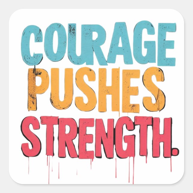 Pegatina Cuadrada Fuerza de los palos de valor (Anverso)