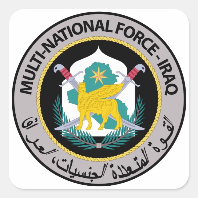 Pegatina Cuadrada Fuerza Multinacional Nacional - Iraq (Anverso)