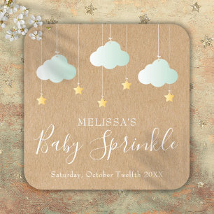 Pegatina Cuadrada Fuerza Rústica Brillo Sprinkle Baby Shower
