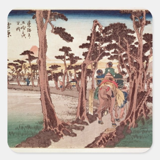 Pegatina Cuadrada Fuji de Yoshiwara (Anverso)