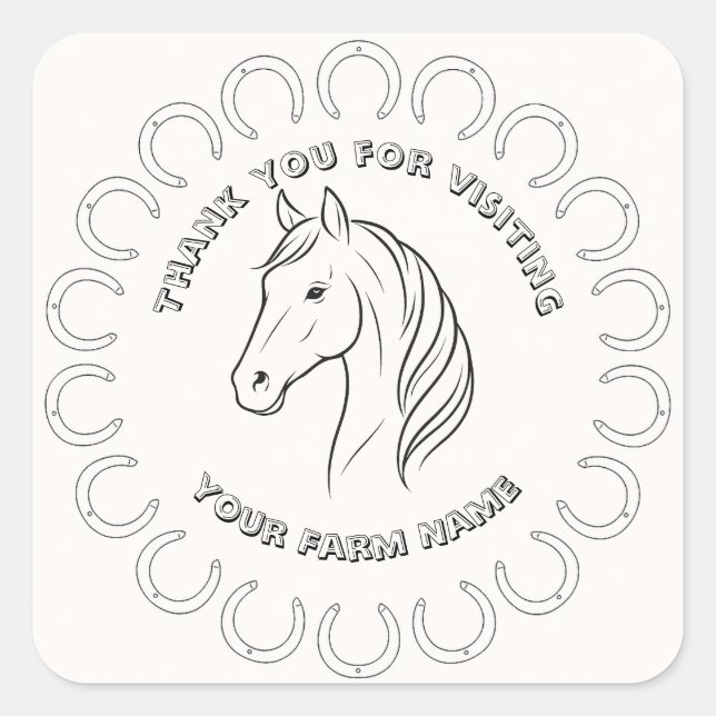 Pegatina Cuadrada Fully Custom Horse Farm Stickers (Anverso)