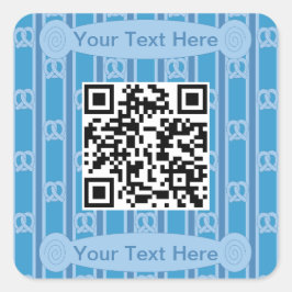 Pegatina Cuadrada Fun and Fancy Blue Pretzel QR