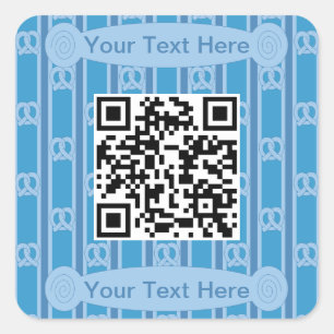 Pegatina Cuadrada Fun and Fancy Blue Pretzel QR