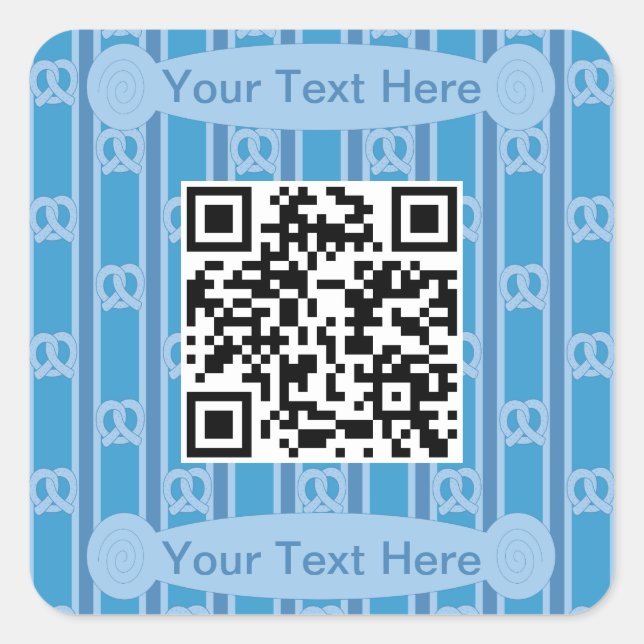 Pegatina Cuadrada Fun and Fancy Blue Pretzel QR (Anverso)