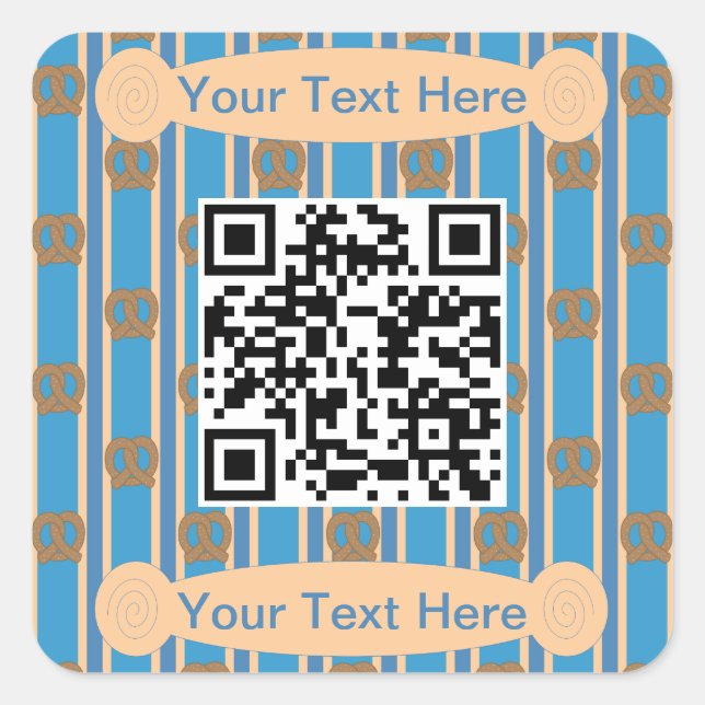 Pegatina Cuadrada Fun and Fancy Pretzel QR (Anverso)