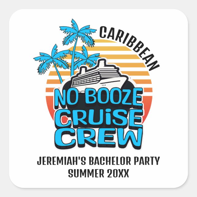 Pegatina Cuadrada Fun Blue NO BOOZE CRUZ Destino (Anverso)