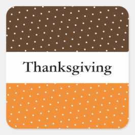 Pegatina Cuadrada Fun Brown Naranja White Dots Stripes GRACIAS