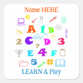 Pegatina Cuadrada Fun Colorful Personalized School Kids and Teacher