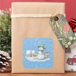 Pegatina Cuadrada Fun Cuse Feliz Navidad Navidad Nieve navideña