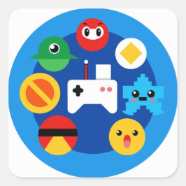 Pegatina Cuadrada Fun de la galería de arte retro