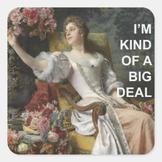 Pegatina Cuadrada Fun Empowering Text Quote + Vintage Portrait