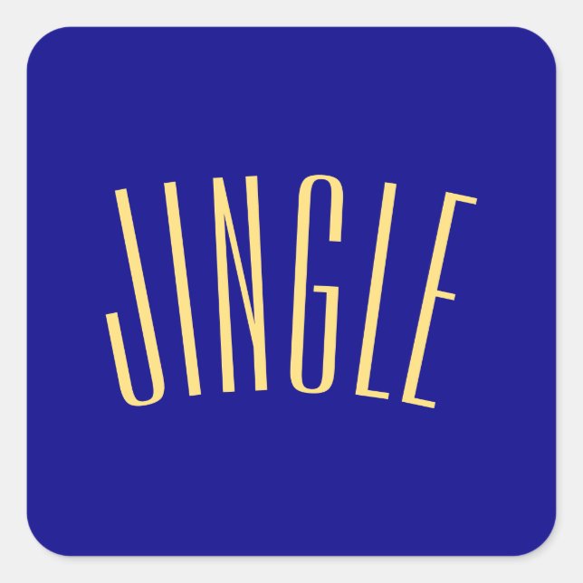 Pegatina Cuadrada Fun Tall Whimsical JINGLE Textos. (Anverso)