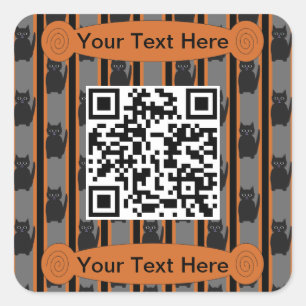 Pegatina Cuadrada Fun y Fancy Halloween Cat QR Code
