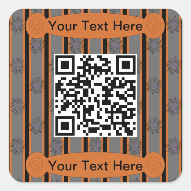 Pegatina Cuadrada Fun y Fancy Halloween Spider Web QR Code (Anverso)