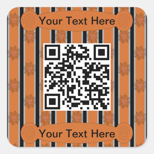 Pegatina Cuadrada Fun y Fancy Halloween Spider Web QR Code (Anverso)
