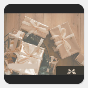 Pegatina Cuadrada Funda de teléfono de cajas de regalo beige - Patt