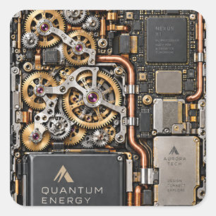 Pegatina Cuadrada Funda de teléfono de placa de circuito de tecnolog