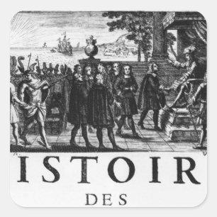 Pegatina Cuadrada Fundación de Louis XIV, rey de Francia