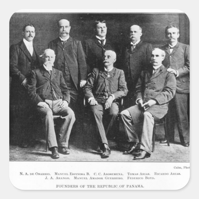 Pegatina Cuadrada Fundadores de la República de Panamá (Anverso)