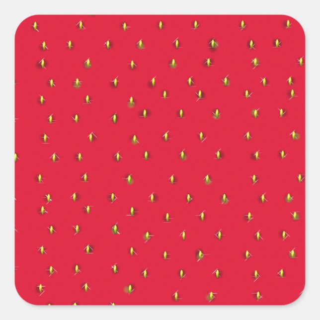 Pegatina Cuadrada Fundido fondo de fresa rojo (Anverso)