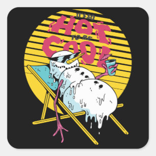 Pegatina Cuadrada Fundiendo Snowman tan caliente para estar fresco