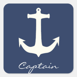 Pegatina Cuadrada Funky Anchor Capitán Océano Navegante
