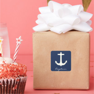 Pegatina Cuadrada Funky Anchor Capitán Océano Navegante