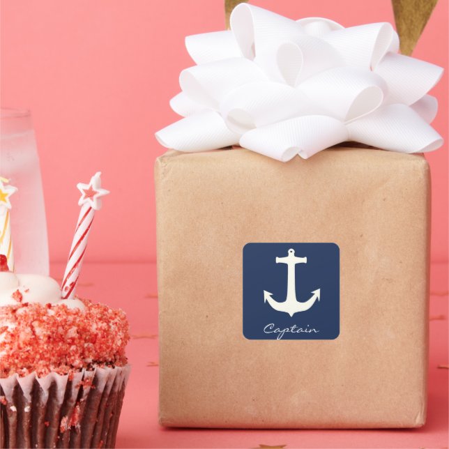 Pegatina Cuadrada Funky Anchor Capitán Océano Navegante (Fiesta)