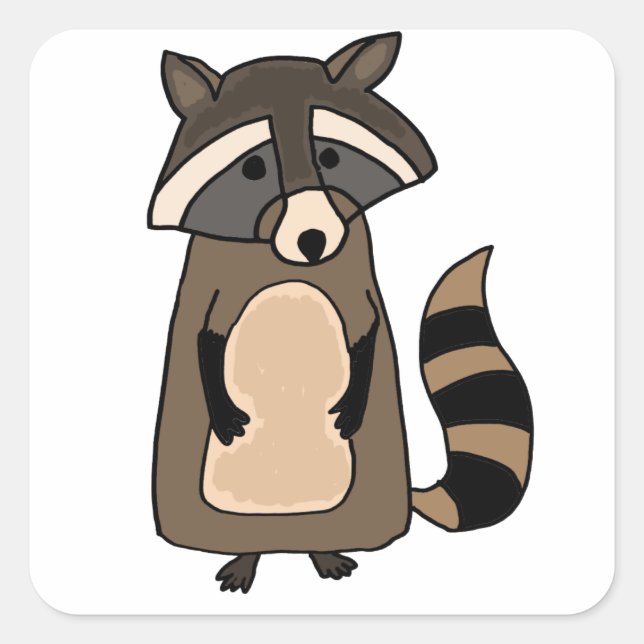 Pegatina Cuadrada Funky Raccoon Personalizado (Anverso)