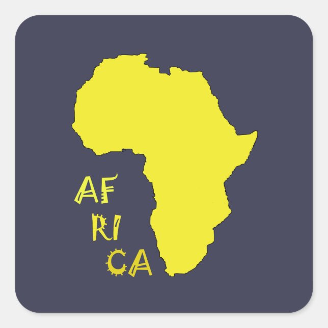 Pegatina Cuadrada Funky Yellow Africa Map (Anverso)