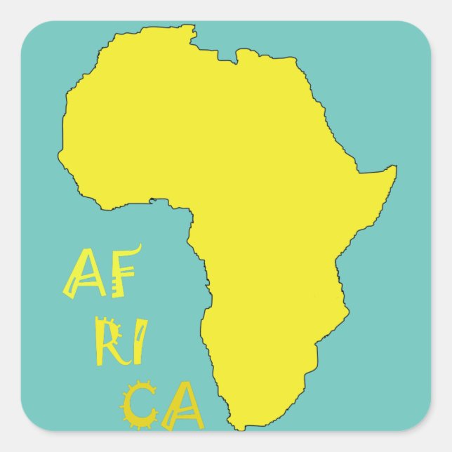 Pegatina Cuadrada Funky Yellow Africa Map (Anverso)