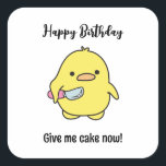 Pegatina Cuadrada Funny Angry Duck Birthday<br><div class="desc">¡Haga que sus festividades de cumpleaños sean especiales con nuestro Pegatina de la plaza de cumpleaños del pato enojado! La impresión de alta calidad y los colores vibrantes le dan un toque animado a sus decoraciones. Perfecto tanto para niños como para adultos, este pegatina es imprescindible para cualquier evento de...</div>