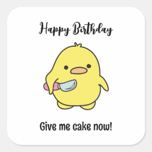 Pegatina Cuadrada Funny Angry Duck Birthday
