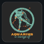 Pegatina Cuadrada Funny Aquarius Zodiac Star Astrología Cumpleaños<br><div class="desc">Estrella y símbolo de Aquarius zodiac. Diseño retro vintage para los nacidos en enero o febrero. Guay y mercadería divertida de cumpleaños para el bebé Aquarius, rey, reina, princesa y vida del fiesta. Perfecto para los amantes de la constelación, la astrología, el signo de las estrellas y el horóscopo. Gran...</div>