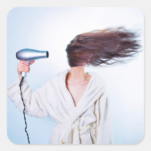 Pegatina Cuadrada Funny Bad Hair Day pegatinas