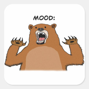 Pegatina Cuadrada Funny Bad Mood Bear