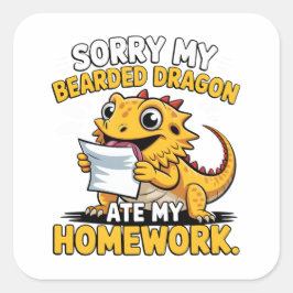 Pegatina Cuadrada Funny Bearded Dragon Cute Reptile Lover Gift