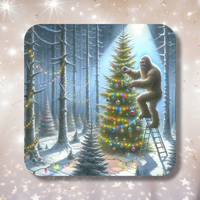 Pegatina Cuadrada Funny Bigfoot Navidades personalizados (Subido por el creador)
