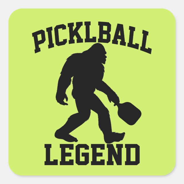 Pegatina Cuadrada Funny Bigfoot Pickleball Legend (Anverso)