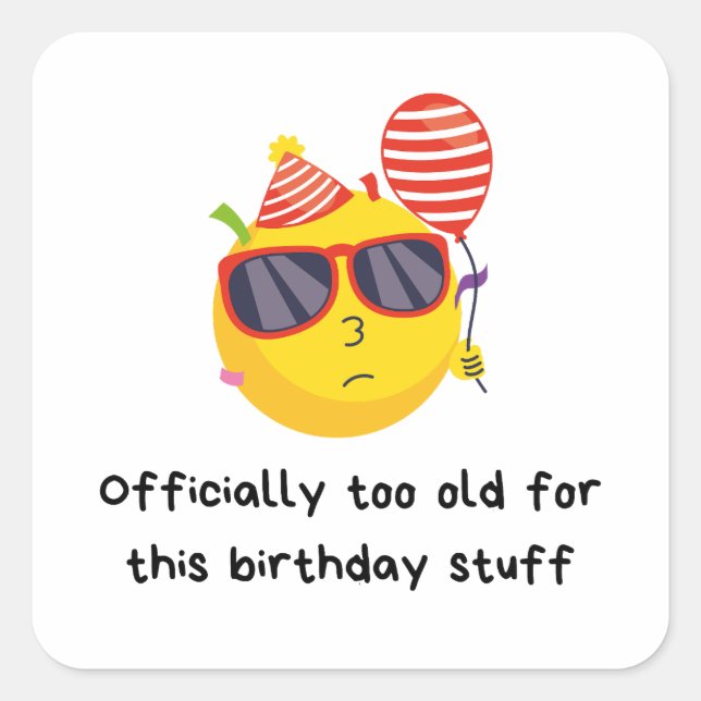 Pegatina Cuadrada Funny Birthday (Anverso)