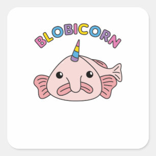 Pegatina Cuadrada Funny Blobfish Unicorn Blobicorn Blobicorn Blobfis