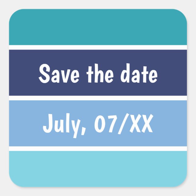 Pegatina Cuadrada Funny Blue Striped (Anverso)