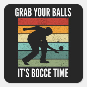 Pegatina Cuadrada Funny Bocce Balls Player-Boules Team