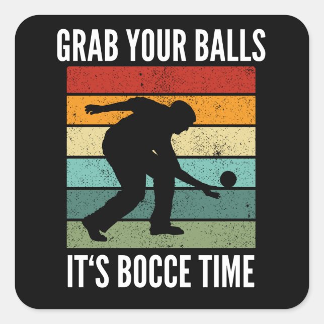 Pegatina Cuadrada Funny Bocce Balls Player-Boules Team (Anverso)