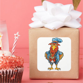 Pegatina Cuadrada Funny Bossy Personalizado Rooster